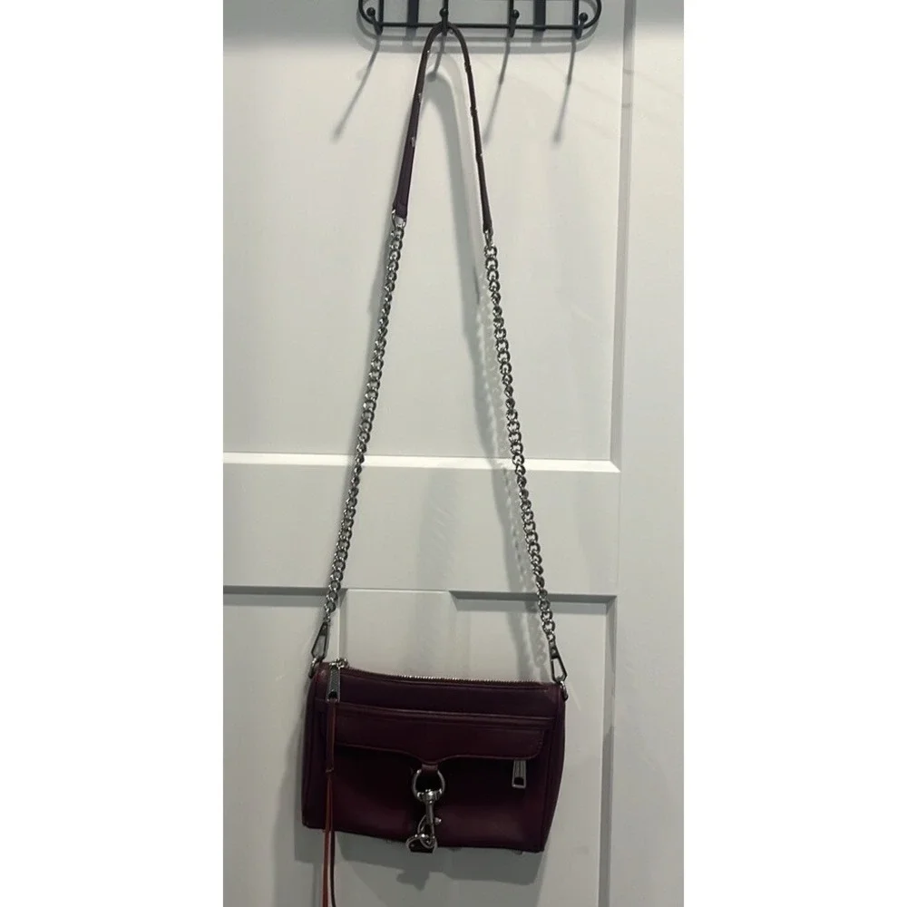 Rebecca Minkoff Crossbody Purse Leather Silver‎ Hardware Burgundy Color Bag